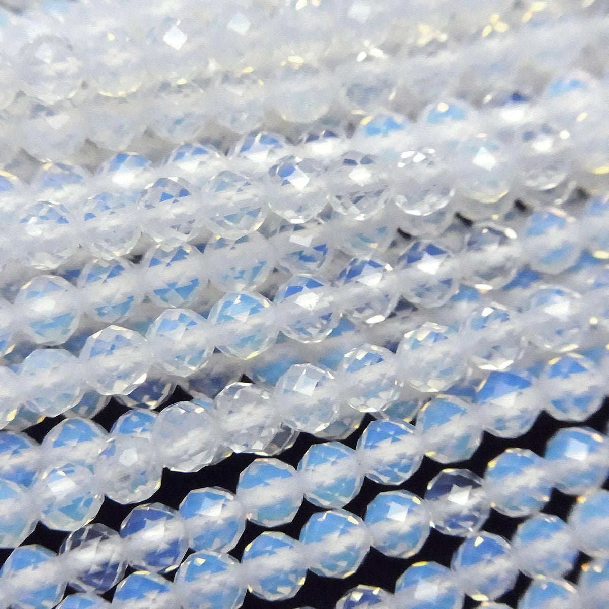 Synthetic Opal Faceted Round 3mm White 1strand beads (approx. 14 inches/34 cm)