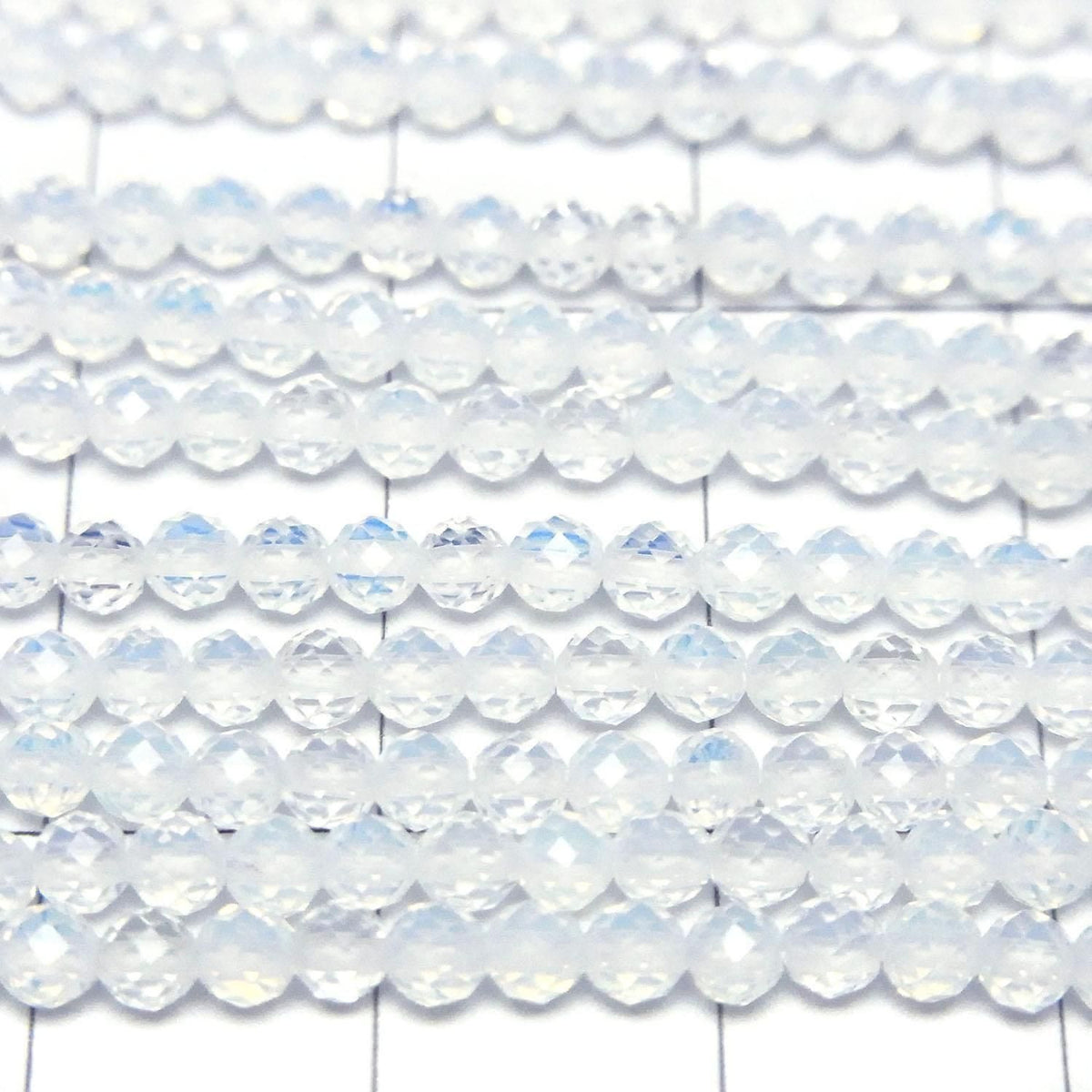 Synthetic Opal Faceted Round 3mm White 1strand beads (approx. 14 inches/34 cm)