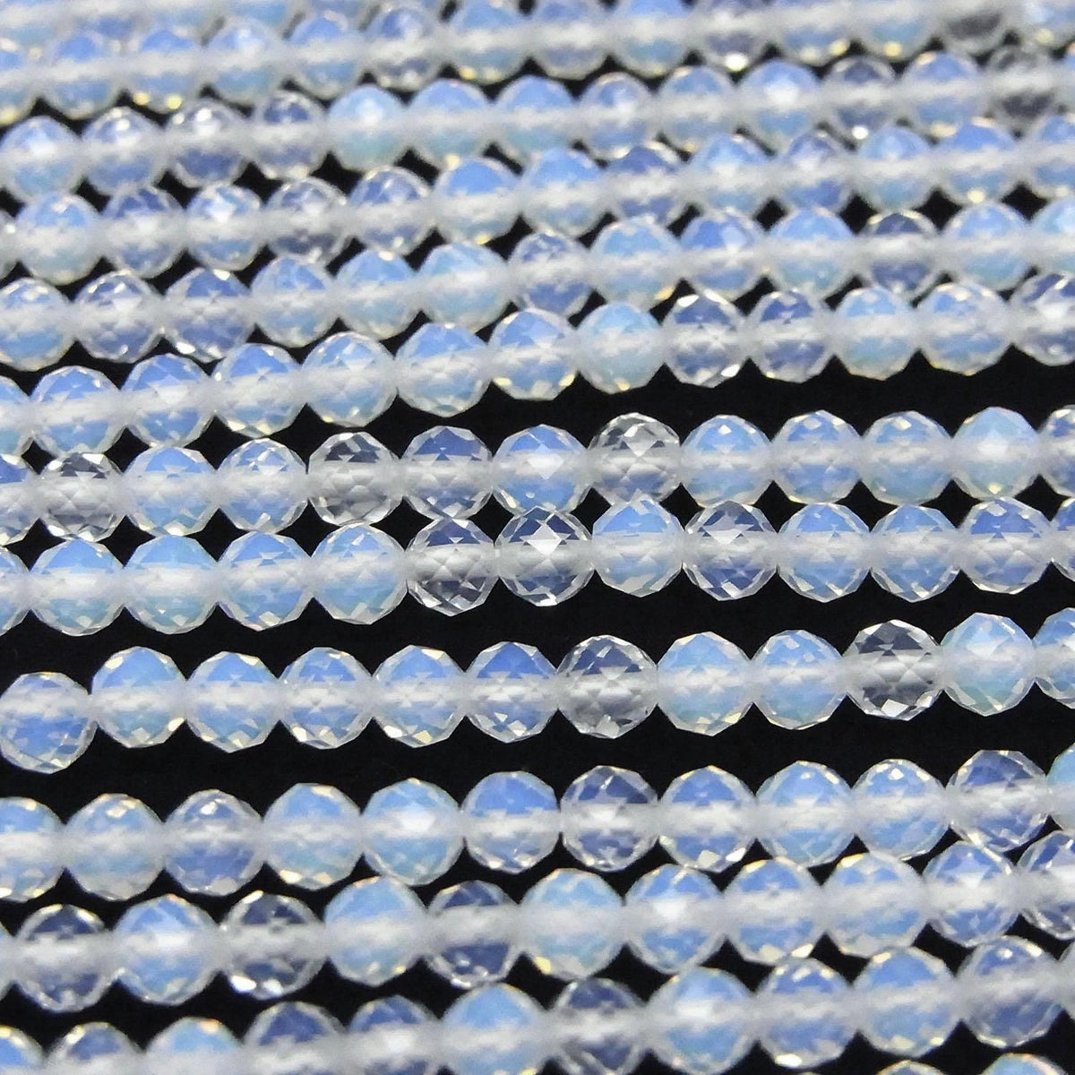 Synthetic Opal Faceted Round 3mm White 1strand beads (approx. 14 inches/34 cm)