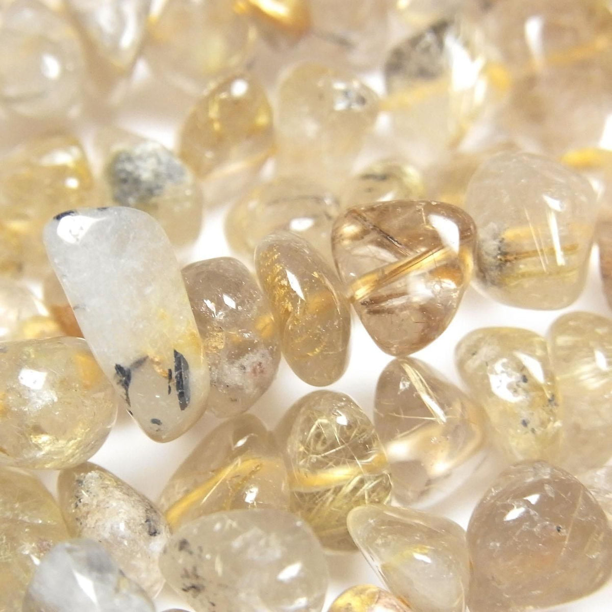 Rutilated Quartz AA Chips (Small Nugget ) 1strand beads (aprx.15inch/38cm)