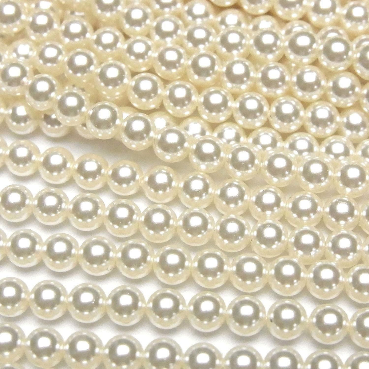Glass pearls round 4mm [off-white] 1strand beads (approx. 15 inches/38 cm)