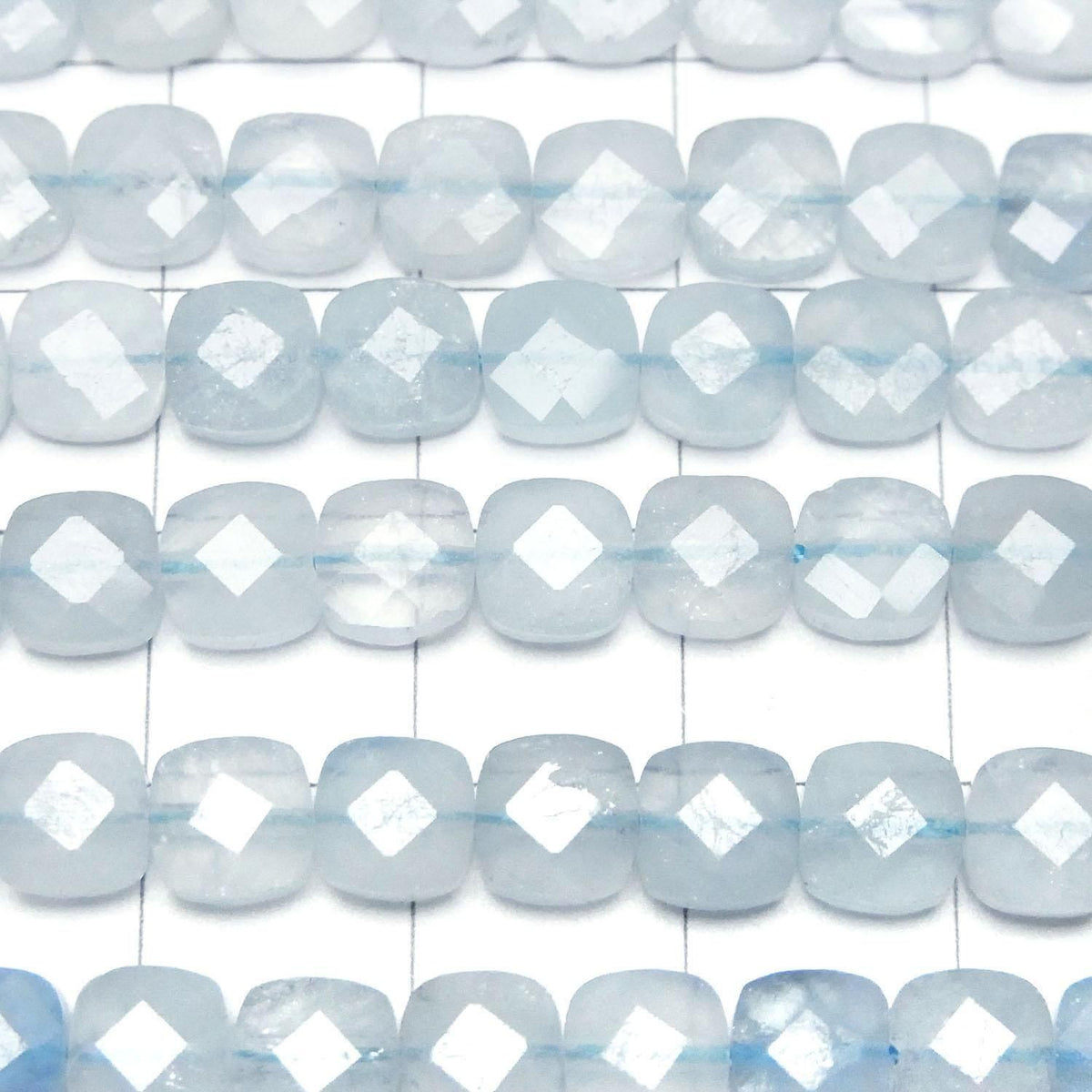 Aquamarine AA++ Faceted Square 6x6mm half or 1strand beads (aprx.14inch/35cm)High Quality!