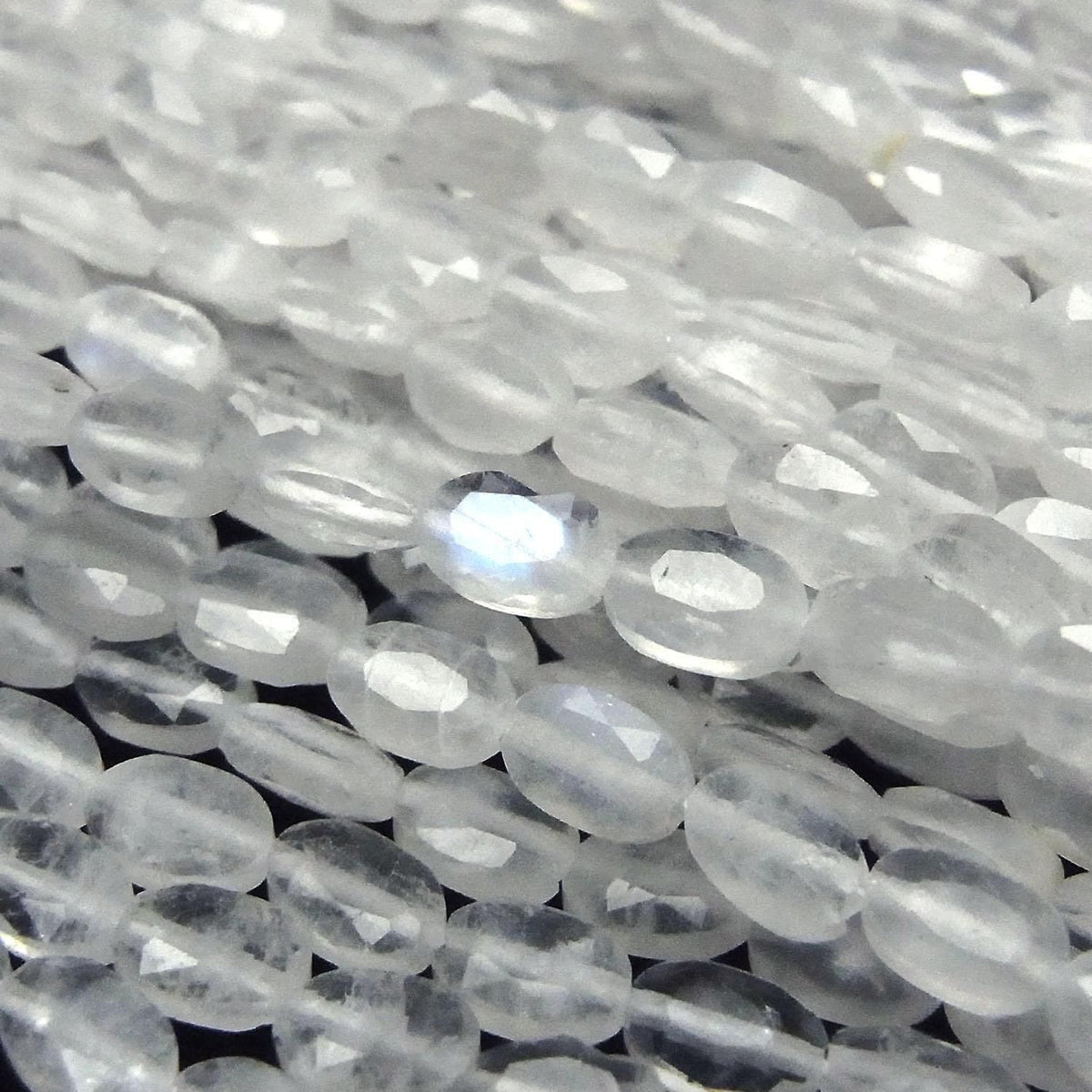 Royal Blue Moonstone AA+ Faceted Oval 6x4mm half or 1strand beads (approx. 14inch/34cm) High Quality!