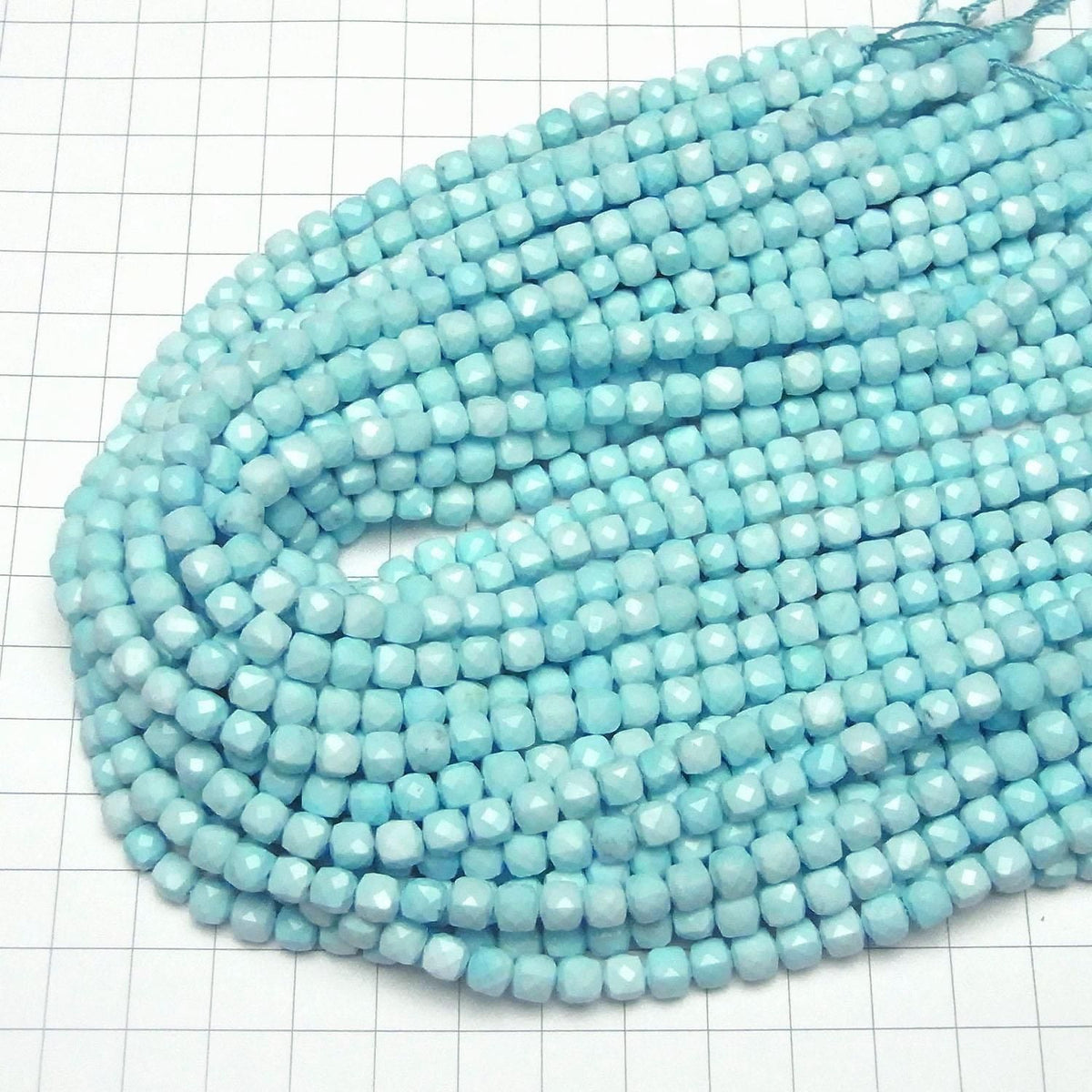 Magnesite Turquoise Light Blue Cube Shape 5x5x5mm 1strand beads (approx. 15inch/36cm) High Quality!