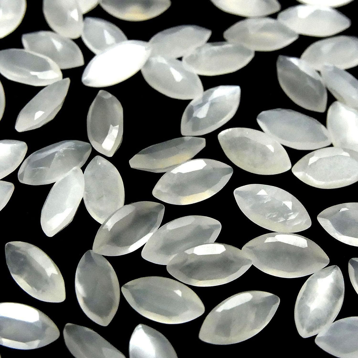 High Quality White Moonstone AAA- Loose Stone Marquise Faceted 10x5mm 3pcs