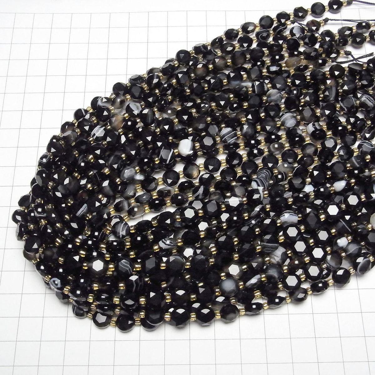 Striped Onyx Hexagram Faceted Coin 8x8x4mm 1strand beads (aprx.15inch/37cm)High Quality!