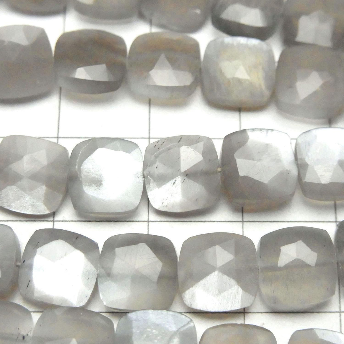 Gray Moonstone AA++ Faceted Square 8x8mm 1strand beads (approx. 7 inches/18 cm)