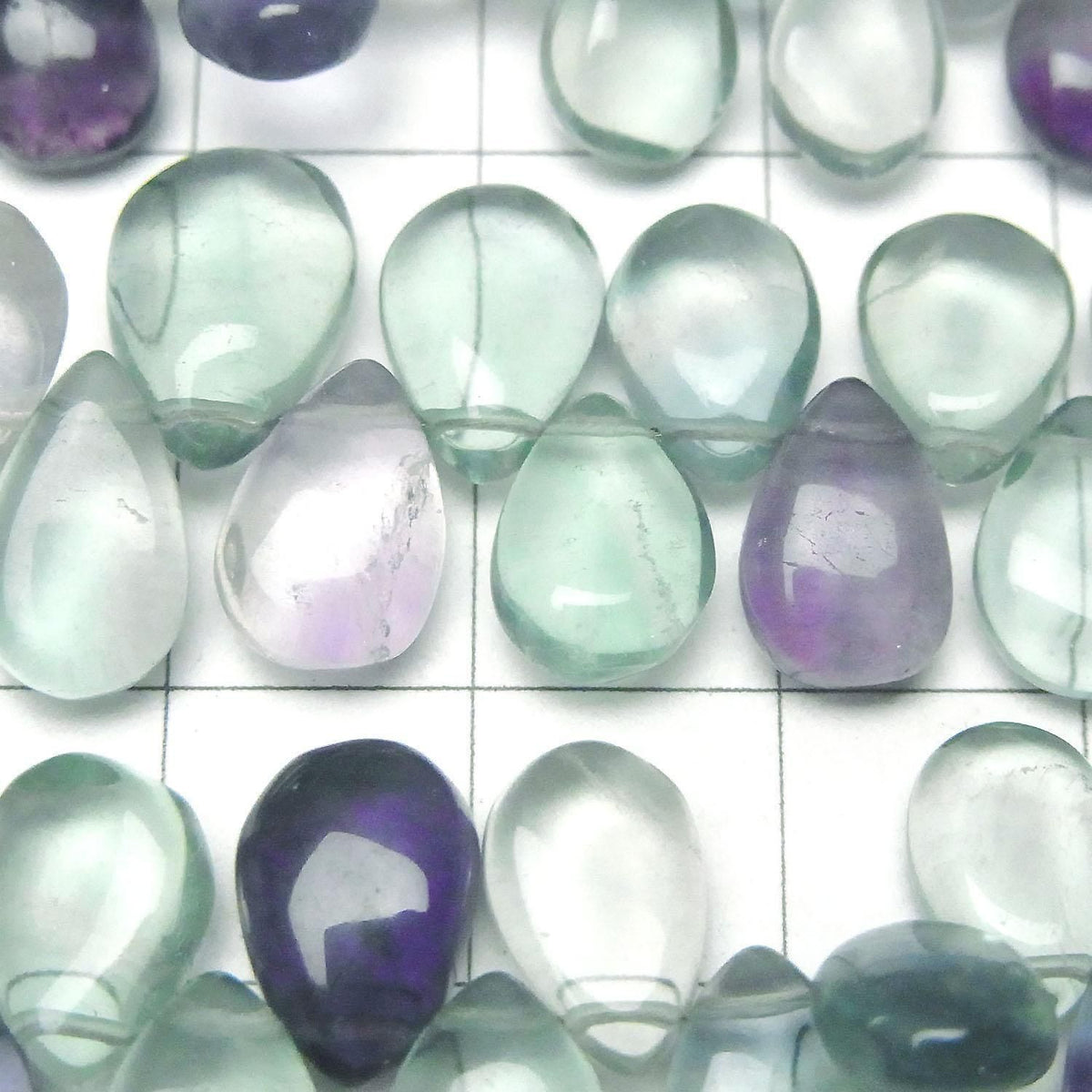 Multicolor Fluorite AA++ Pear Shape (Smooth) 1strand beads (approx. 7 inches/17 cm)