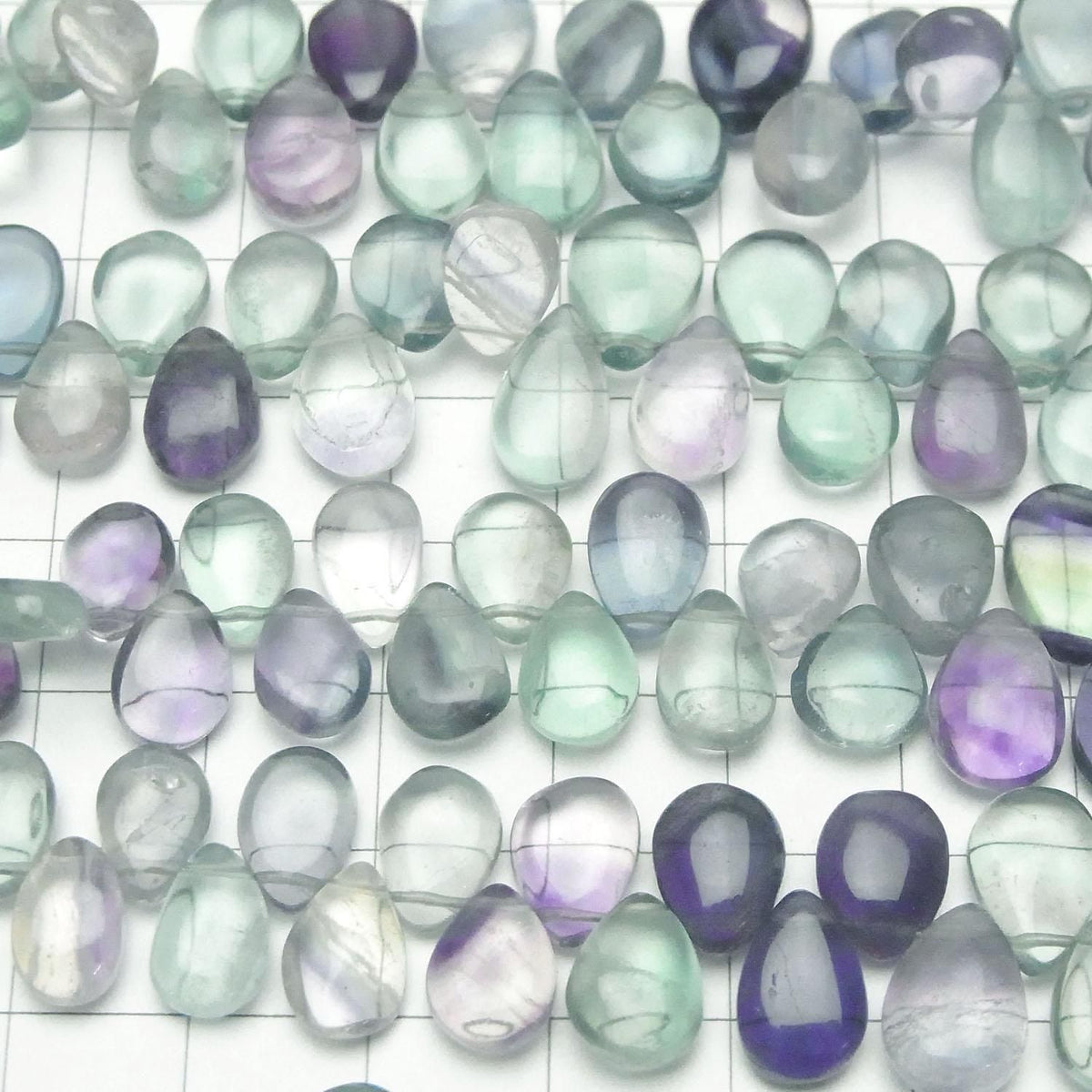 Multicolor Fluorite AA++ Pear Shape (Smooth) 1strand beads (approx. 7 inches/17 cm)