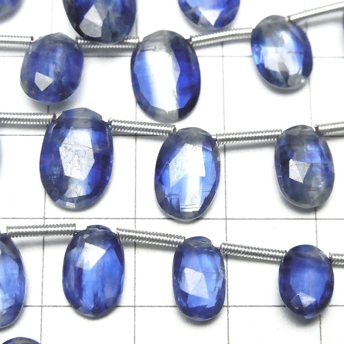 Kyanite AA++ Faceted Oval Top Side Drilled Hole 1strand beads (15pcs )