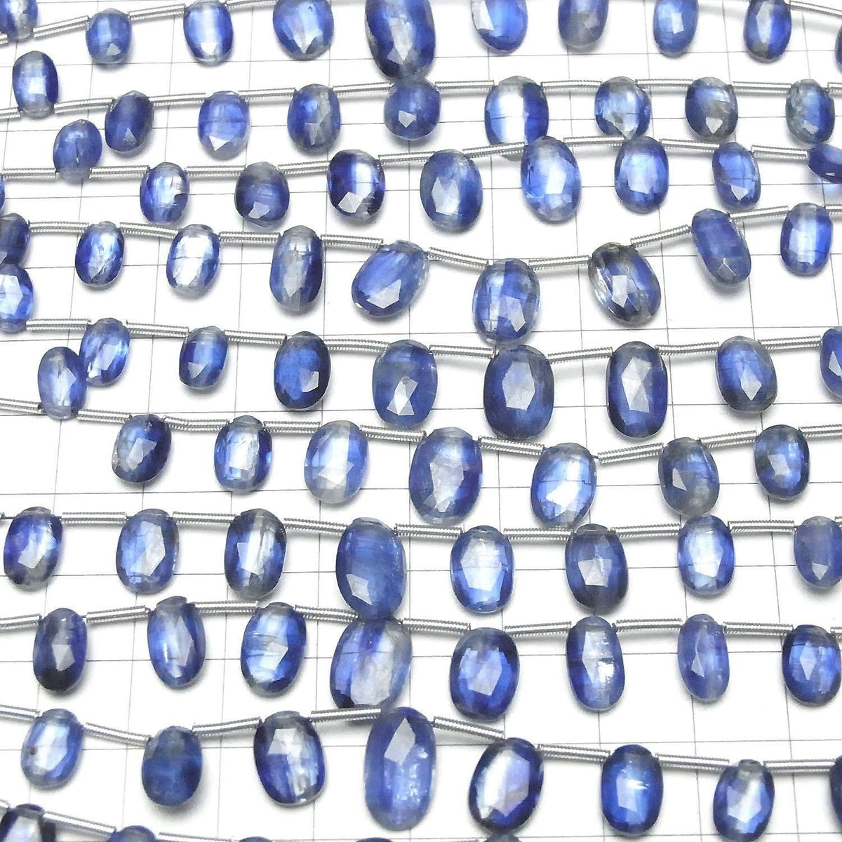 Kyanite AA++ Faceted Oval Top Side Drilled Hole 1strand beads (15pcs )