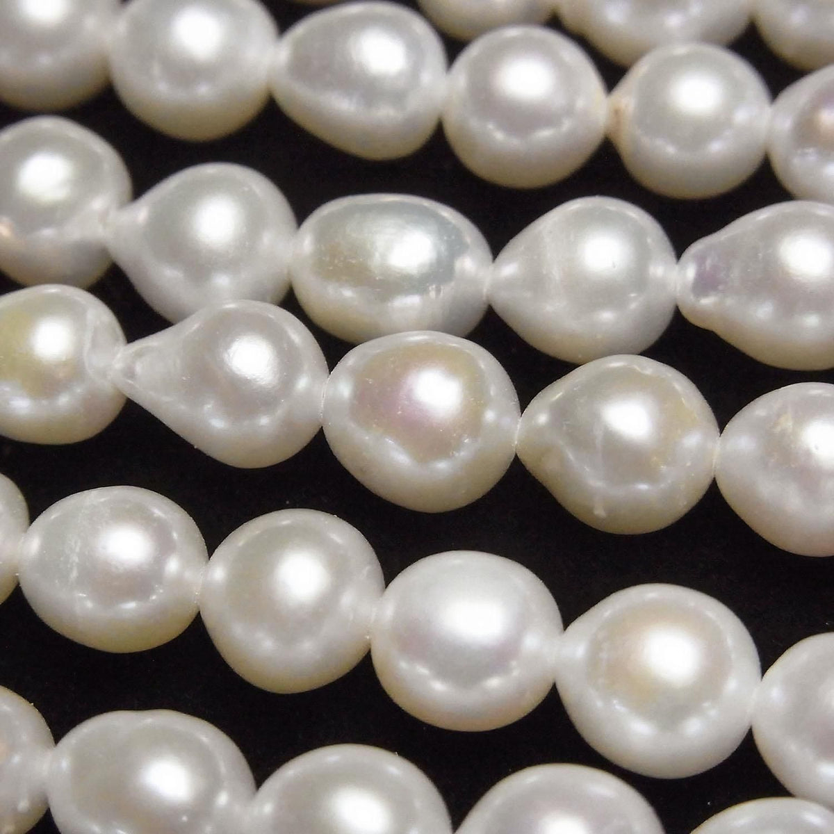 Fresh Water Pearl AA+ Natural Drop - Rice 6.5-8.5mm White 1strand beads (approx. 15inch/37cm)