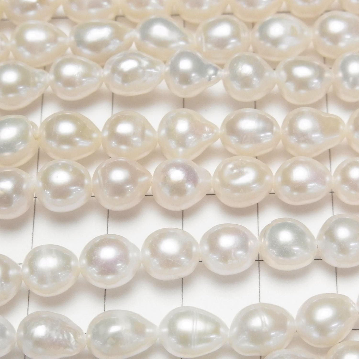 Fresh Water Pearl AA+ Natural Drop - Rice 6.5-8.5mm White 1strand beads (approx. 15inch/37cm)