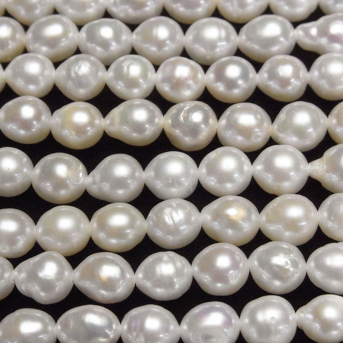 Fresh Water Pearl AA+ Natural Drop - Rice 6.5-8.5mm White 1strand beads (approx. 15inch/37cm)
