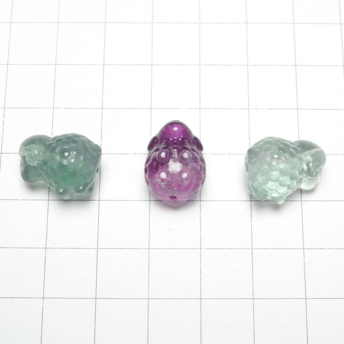 Multicolor Fluorite AAA- Sheep motif 14x17mm [Horizontal hole] No.1 5pcs