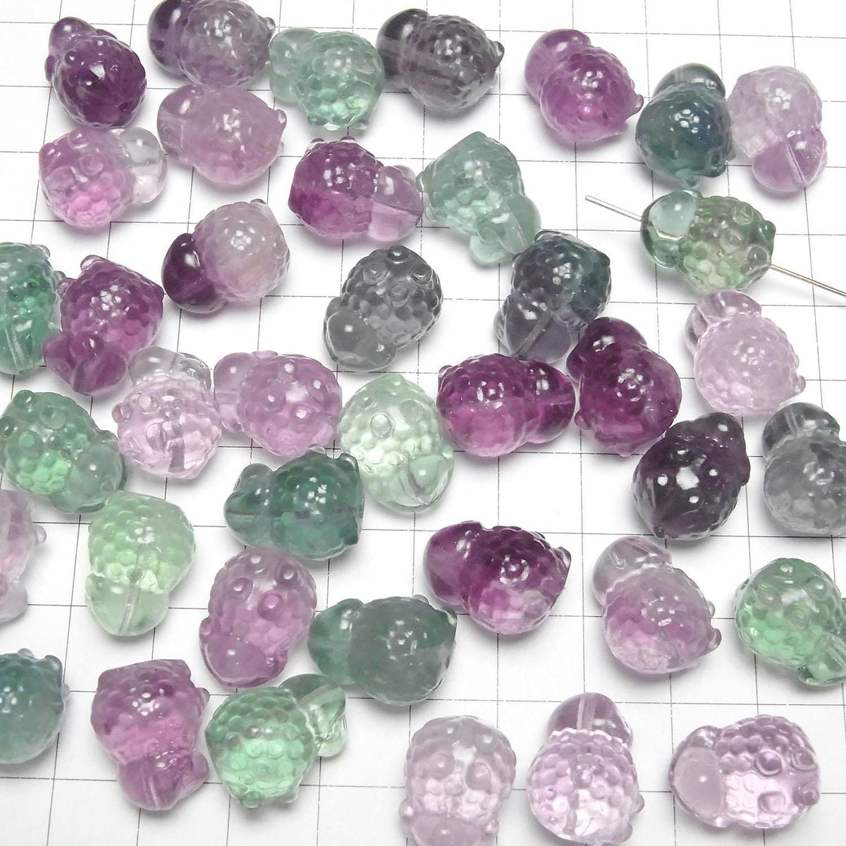 Multicolor Fluorite AAA- Sheep motif 14x17mm [Horizontal hole] No.1 5pcs