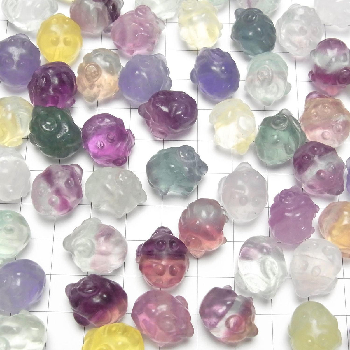 Multicolor Fluorite AAA- Sheep motif 14x17mm [Undrilled] No.2 5pcs