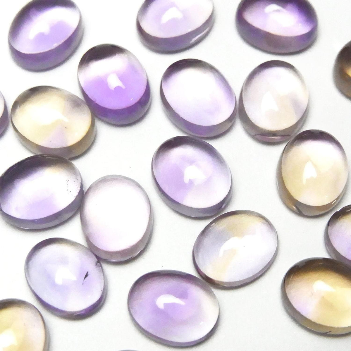 High Quality Amethyst x Citrine AAA Oval Cabochon 10x8mm 3pcs