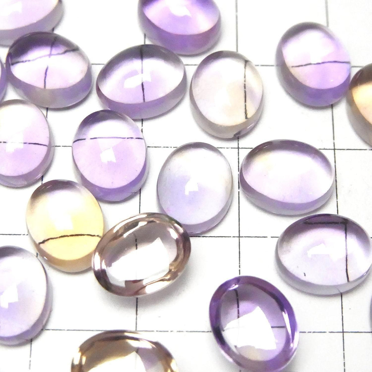 High Quality Amethyst x Citrine AAA Oval Cabochon 10x8mm 3pcs