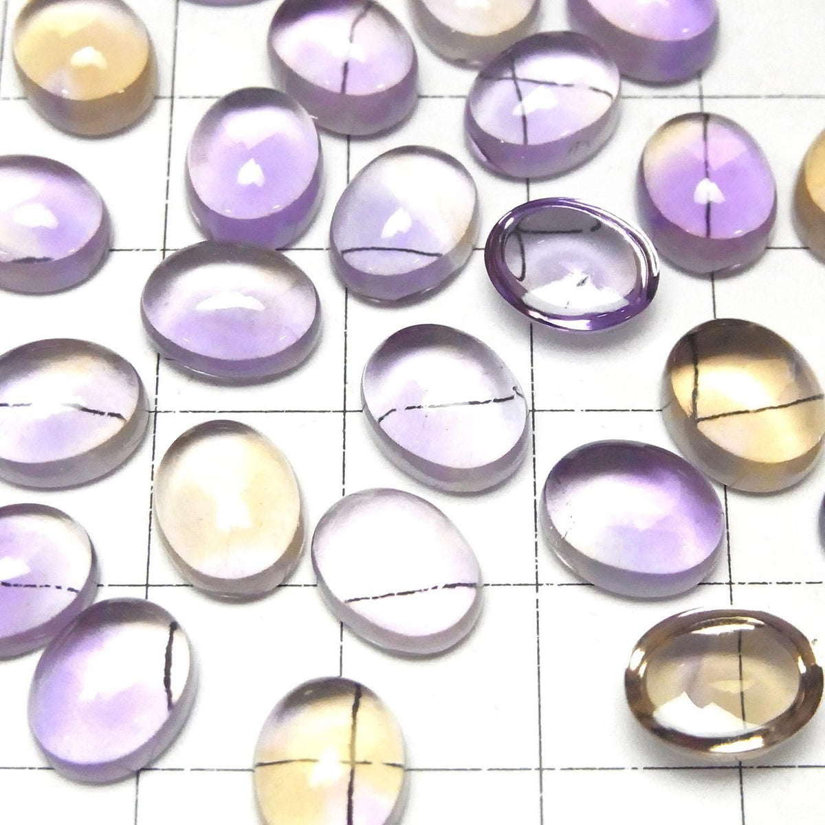 High Quality Amethyst x Citrine AAA Oval Cabochon 10x8mm 3pcs