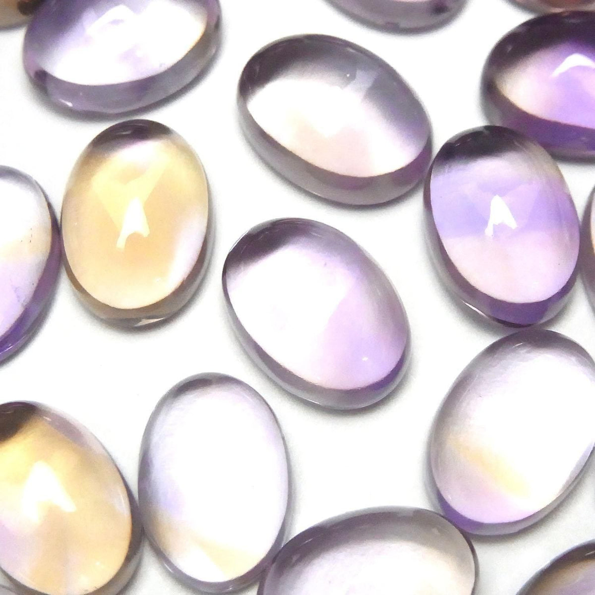 High Quality Amethyst x Citrine AAA Oval Cabochon 14x10mm 2pcs