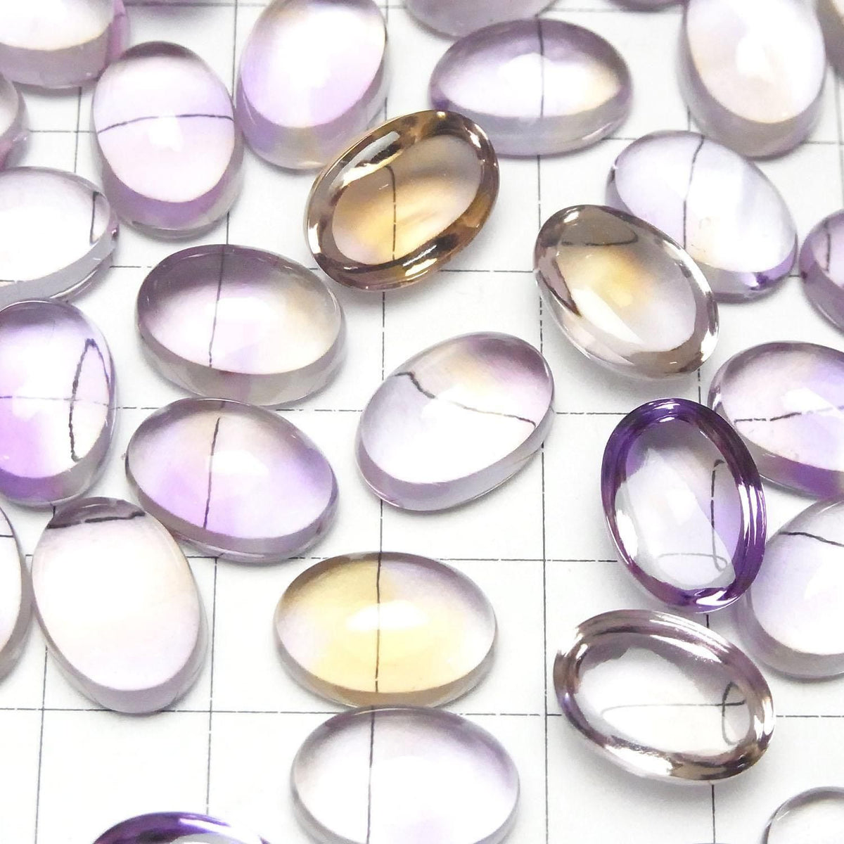 High Quality Amethyst x Citrine AAA Oval Cabochon 14x10mm 2pcs