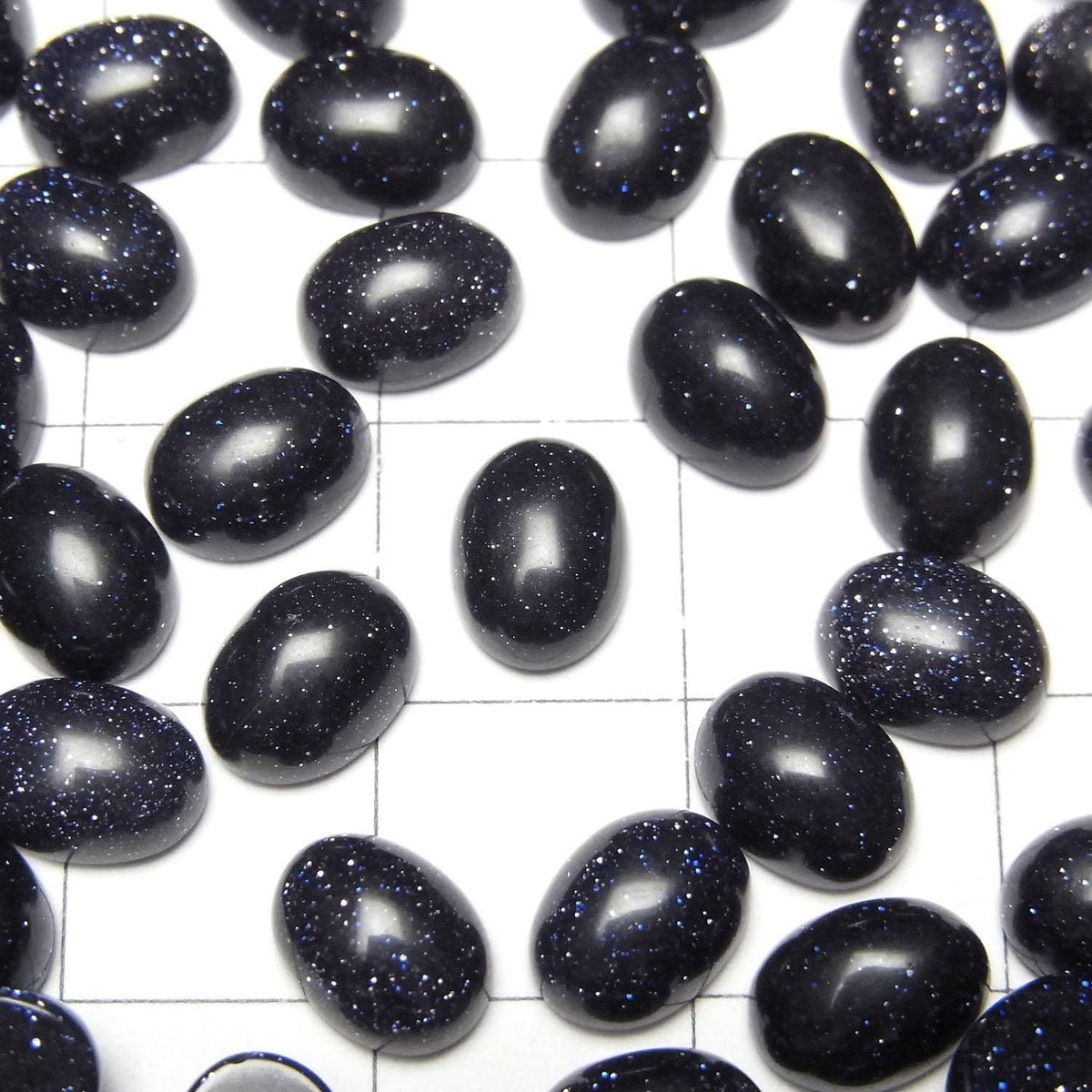 Blue Golden Sand Stone Oval Cabochon 8x6mm 5pcs