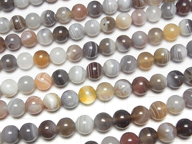 [Video] Botswana Agate  Round 8mm half or 1strand beads (aprx.15inch/37cm)