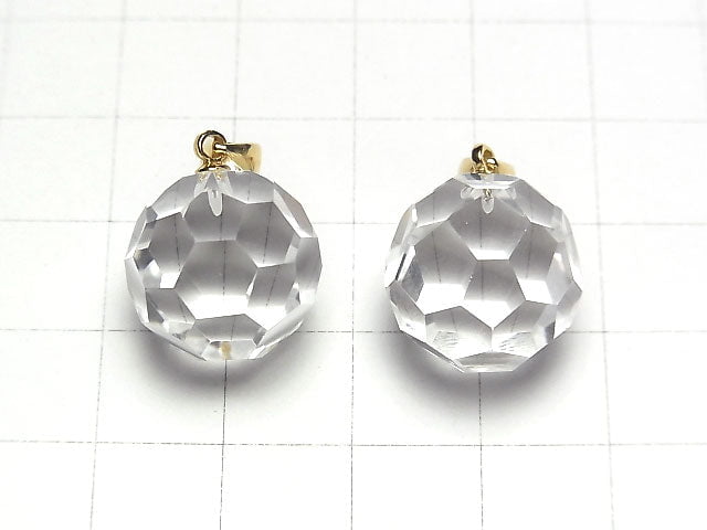 [Video] Crystal AAA+ "Buckyball" Faceted Round 16mm Pendant 14KGP 1pc
