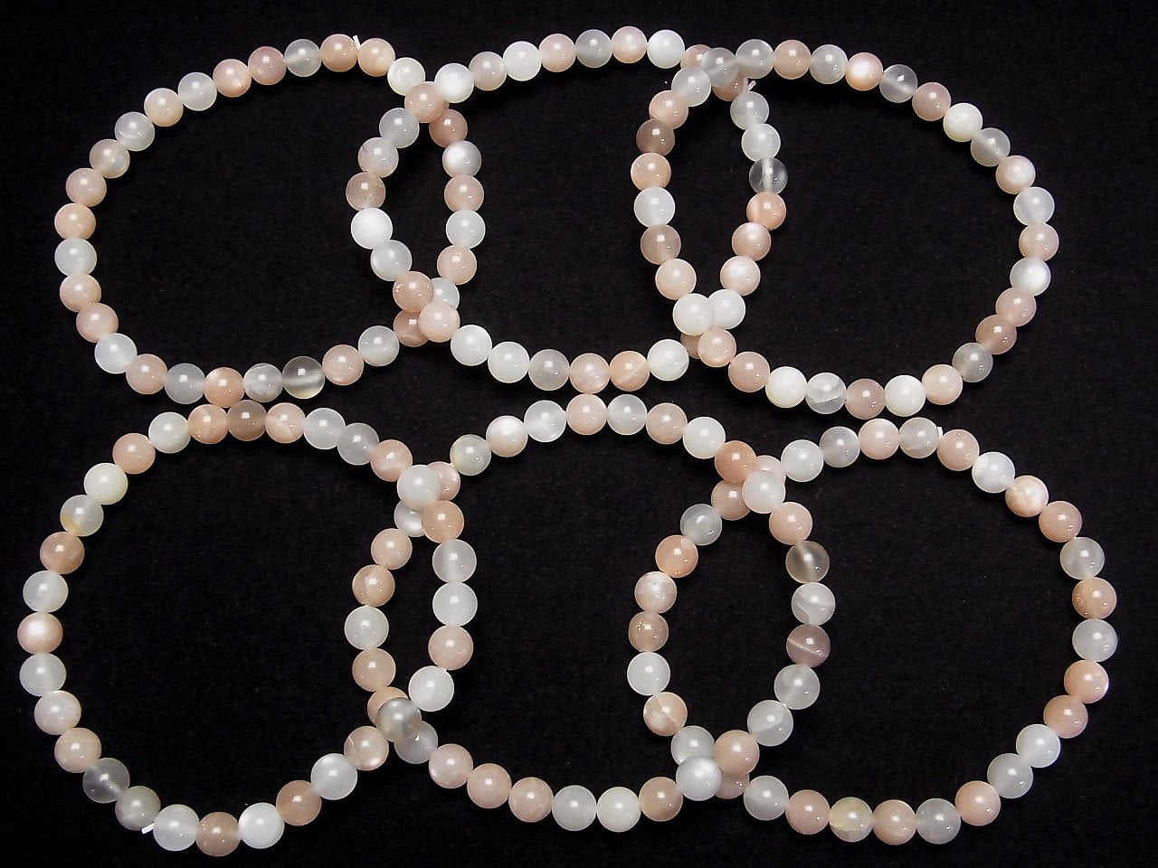 Bracelet en pierre de lune multicolore AA++ rond 6 mm