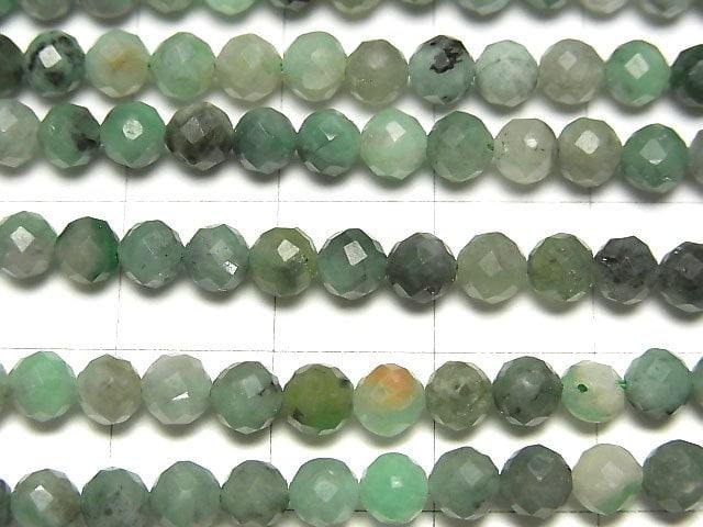 [Video] High Quality! Brazil Emerald AA+ Faceted Round 4mm 1strand beads (aprx.15inch / 36cm)