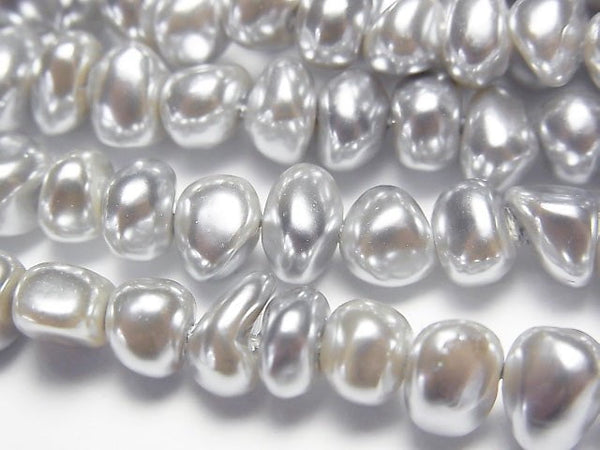 [Video]Shell Pearl Silver Potato -Baroque 6-7mm 1strand beads (aprx.15inch/37cm)