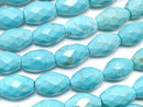 [Video]  Magnesite Turquoise Faceted Rice 12x7x7mm Blue 1strand beads (aprx.15inch / 37cm)