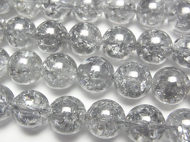 [Video] Cracked Silver Flash Crystal Round 10 mm 1strand beads (aprx.15inch / 38cm)