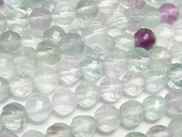 Multicolor Fluorite AA + Twist 72 Faceted Round 6 mm half or 1 strand beads (aprx.15 inch / 38 cm)