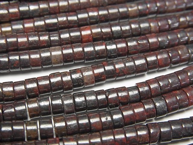 [Video] Poppy Jasper Rondelle (Heishi )4x4x2mm 1strand beads (aprx.14inch/35cm)