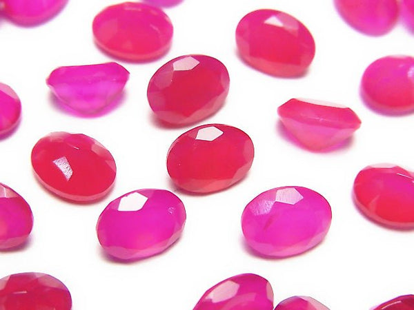 [Video]High Quality Fuchsia Pink Chalcedony AAA Loose stone Oval Faceted 8x6mm 5pcs
