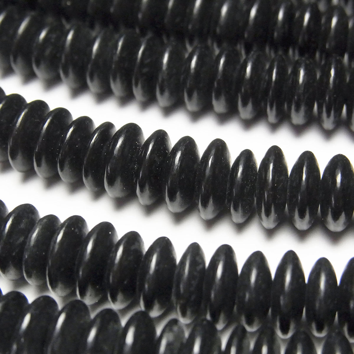 Buffalo Horn Rondelle 8x8x3mm Black half or 1strand beads (aprx.15inch/38cm)