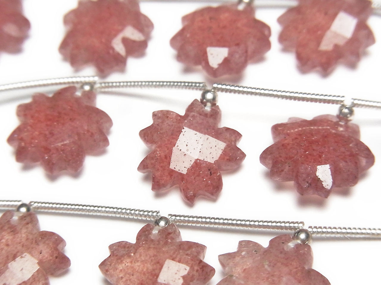 High Quality Pink Epidote AA++ Flower Shape 1strand beads (6pcs)