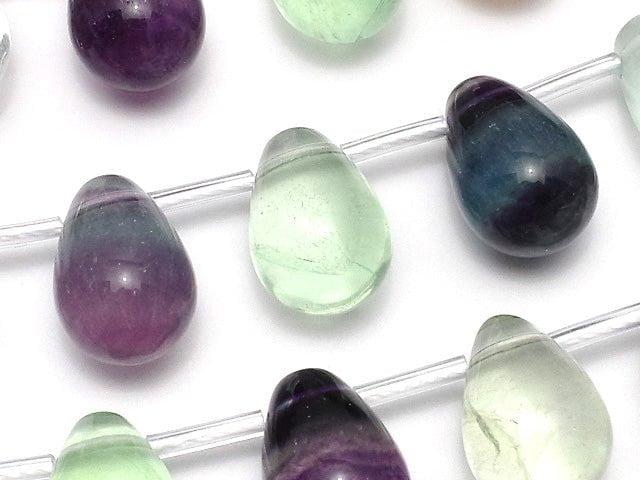 [Video] Multicolor Fluorite AAA- Drop (Smooth) 15x10x10mm half or 1strand beads (aprx.15inch/36cm)