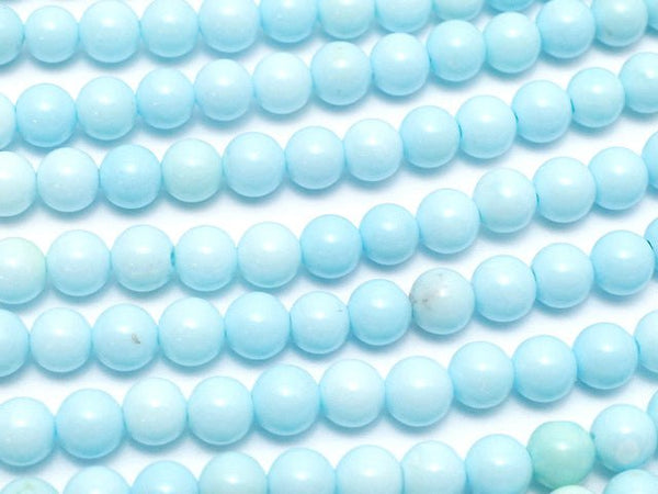 [Video] Magnesite Turquoise light blue color Round 4mm 1strand beads (aprx.15inch / 38cm)