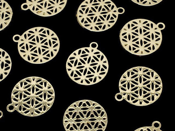 Metal Parts Holy Charm [Flower of Life] 10mm Gold Color 2pcs $1.19!