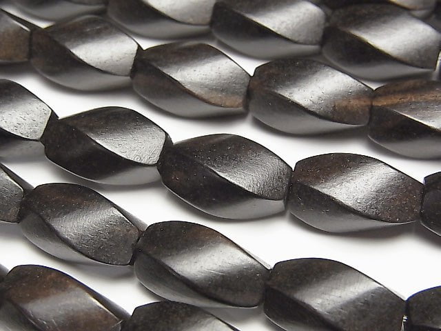 1strand $4.79! Ebony Wood  4Faceted Twist Faceted Rice 15x8x8mm 1strand beads (aprx.15inch/38cm)