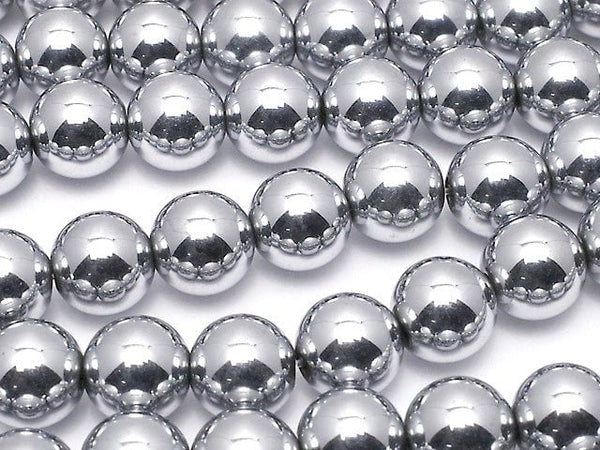 Magnetic! Hematite Round 8mm Silver coating 1strand beads (aprx.15inch / 38cm)