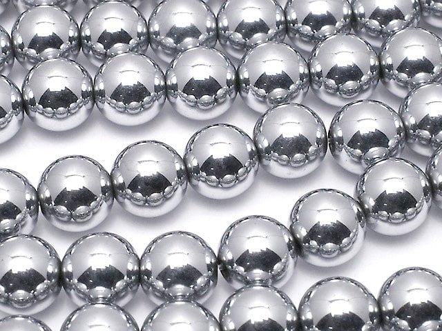 Magnetic! Hematite Round 8mm Silver coating 1strand beads (aprx.15inch / 38cm)