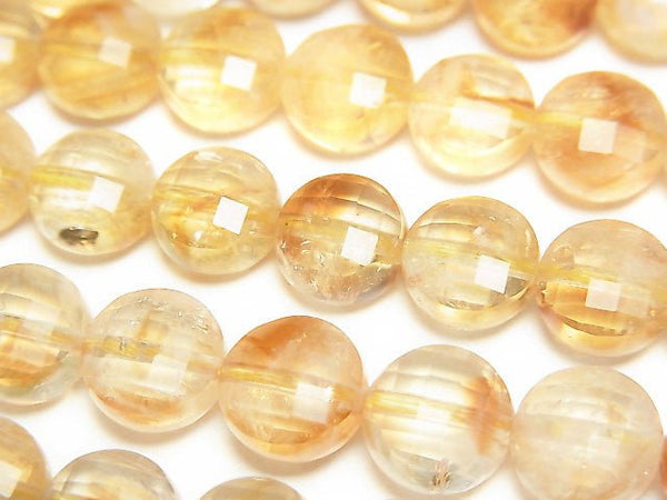 [Video]High Quality! Phantom Citrine AA+ Faceted Coin 8x8x5mm 1strand beads (aprx.15inch/36cm)