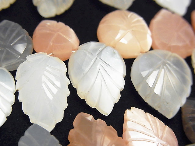 [Video] High Quality Multicolor Moonstone AAA- Pear shape (Leaf Carving) Faceted Briolette 1strand beads (aprx.7inch / 18cm)