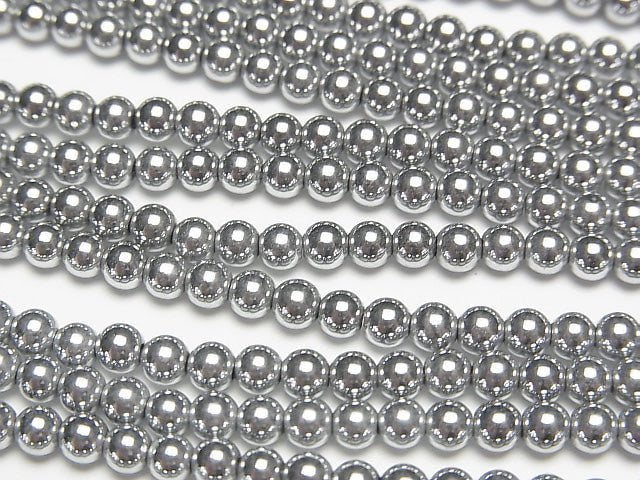 1strand $2.79! Hematite Round 3mm Silver coating 1strand beads (aprx.15inch / 38cm)