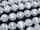 Mosaic Shell Blue Round 10mm 1/4 or 1strand beads (aprx.15inch/38cm)