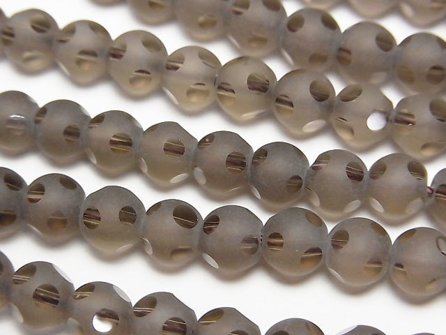 Smoky Quartz polka dot Faceted Round 6mm half or 1strand beads (aprx.15inch / 37cm)